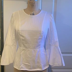 BCBG Maxazria Flared Sleeves White Top